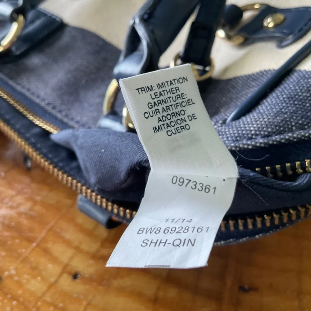Tommy Hilfiger Fabric Handbag Navy Blue & White